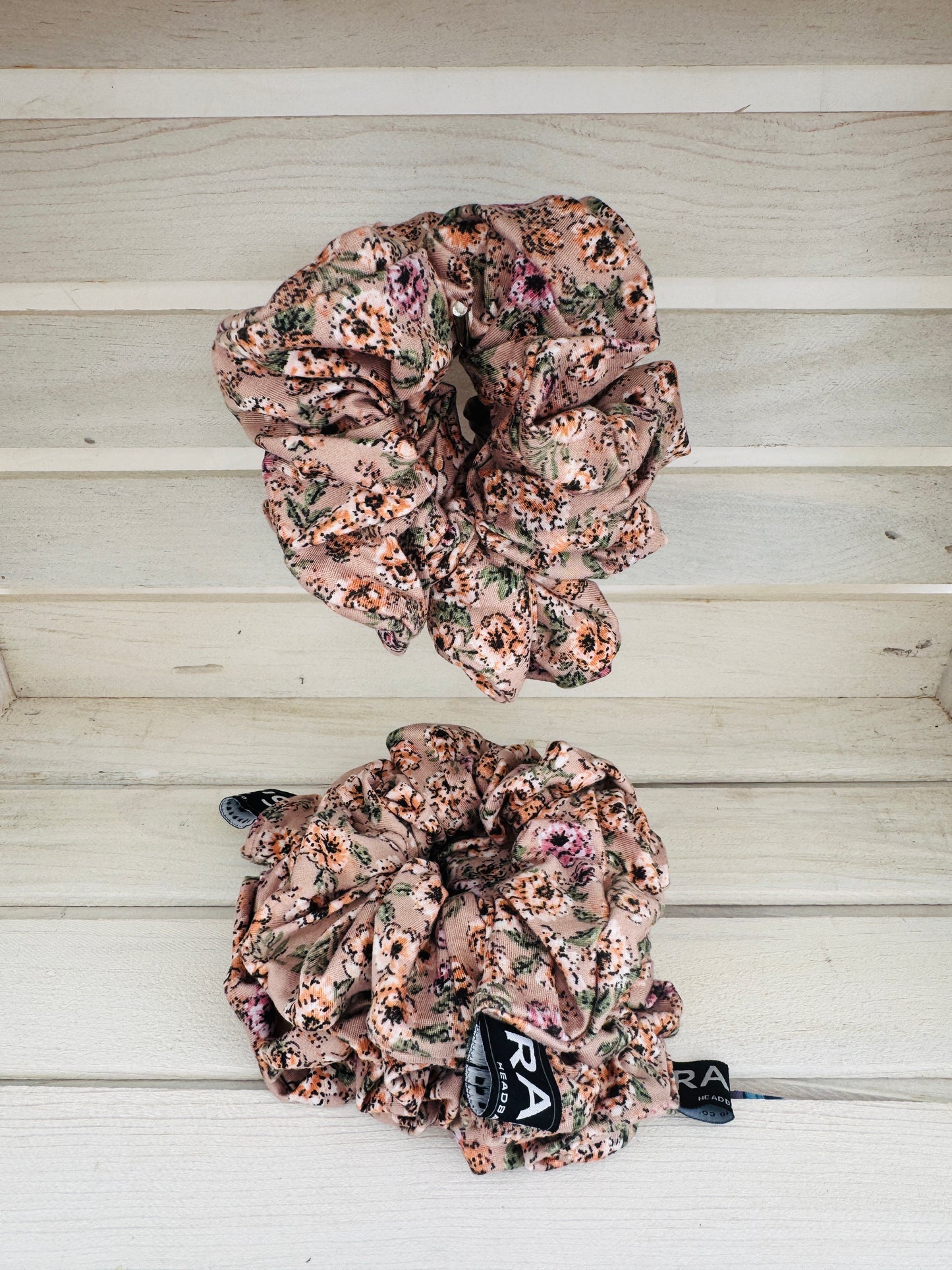 Neutral Floral Scrunchie