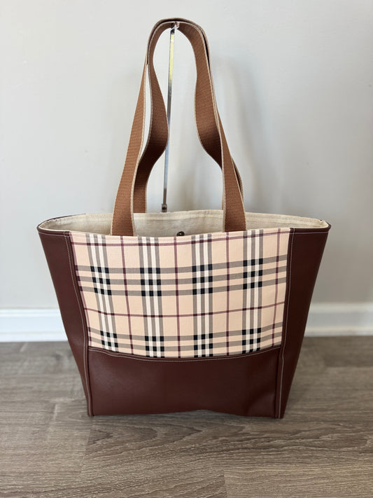 Chocolate Brown Plaid Tote